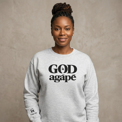 God Is Agápē — Embroidered Crewneck (Ash)