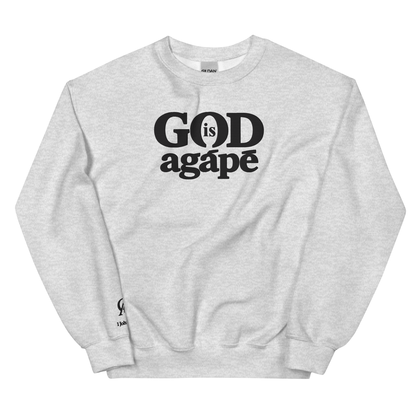 God Is Agápē — Embroidered Crewneck (Ash)